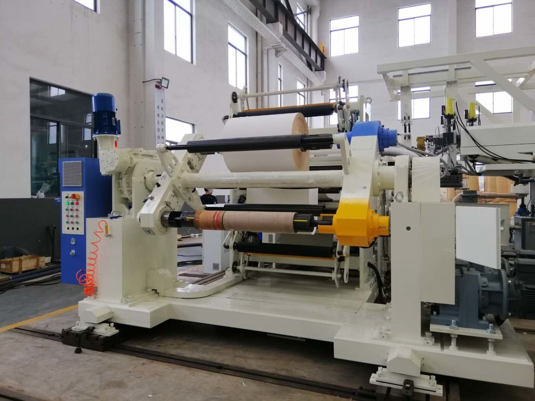 Machine en plastique automatique de stratification de petit pain de film avec le double dérouleur de station et Rewinder dans bleu et blanc